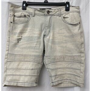 Rocawear Denim Jean Streetwear Shorts Men's Size 30 Light Blue Zip Up Distressed